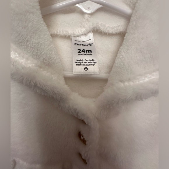 Carter’s White Soft Fleece Hooded Pullover | 24M - Picture 3 of 7